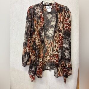 N Touch Sheer Animal Print Kimono 1XL